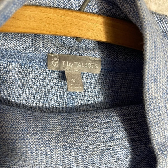 T BY TALBOTS Pullover Sz S Petite Blue Textured Cowl - Picture 8 of 9